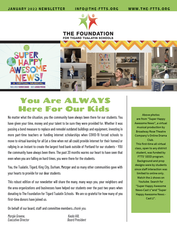 FTTS Jan 2022 Newsletter PDF cover